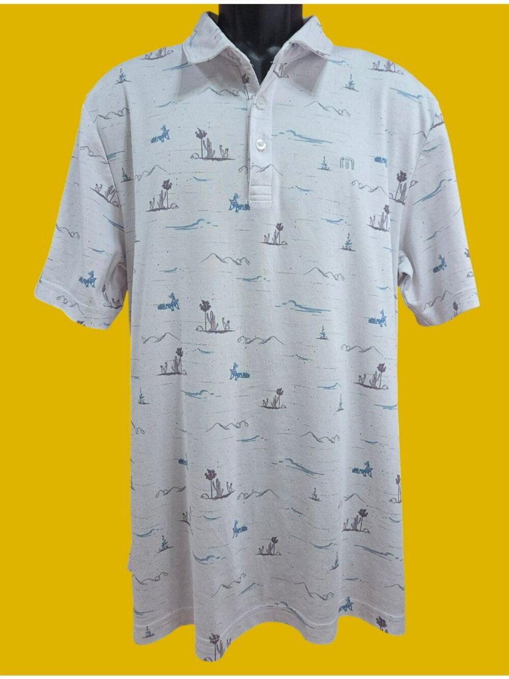 Travis Mathew Mens Polo Shirt XL Western Print
